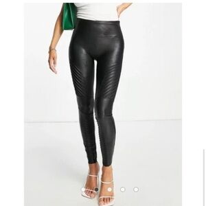 SPANX Vegan Faux Leather Moto Leggings Women's Size Small